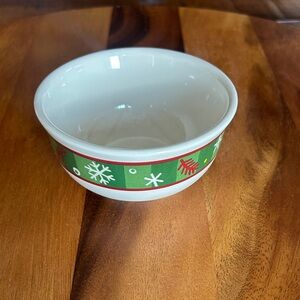 Longaberger Holiday Ceramic Bowl with Green and Red Accents